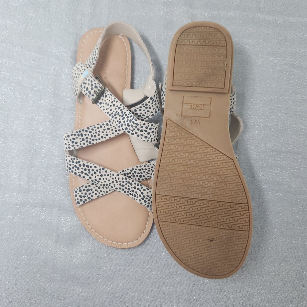 TOMS Sicily Mini Cheetah Print Strappy Flat Suede Sandals W6 Boho Urban Animal - Picture 4 of 5
